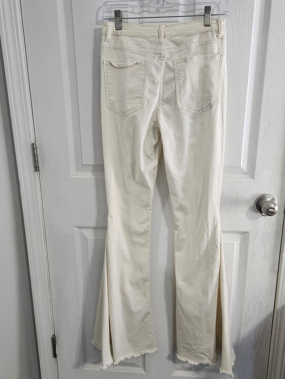 Altar'd state khaki bell bottoms size medium y2k hippie stretch Grunge Raw Hem - Picture 11 of 12